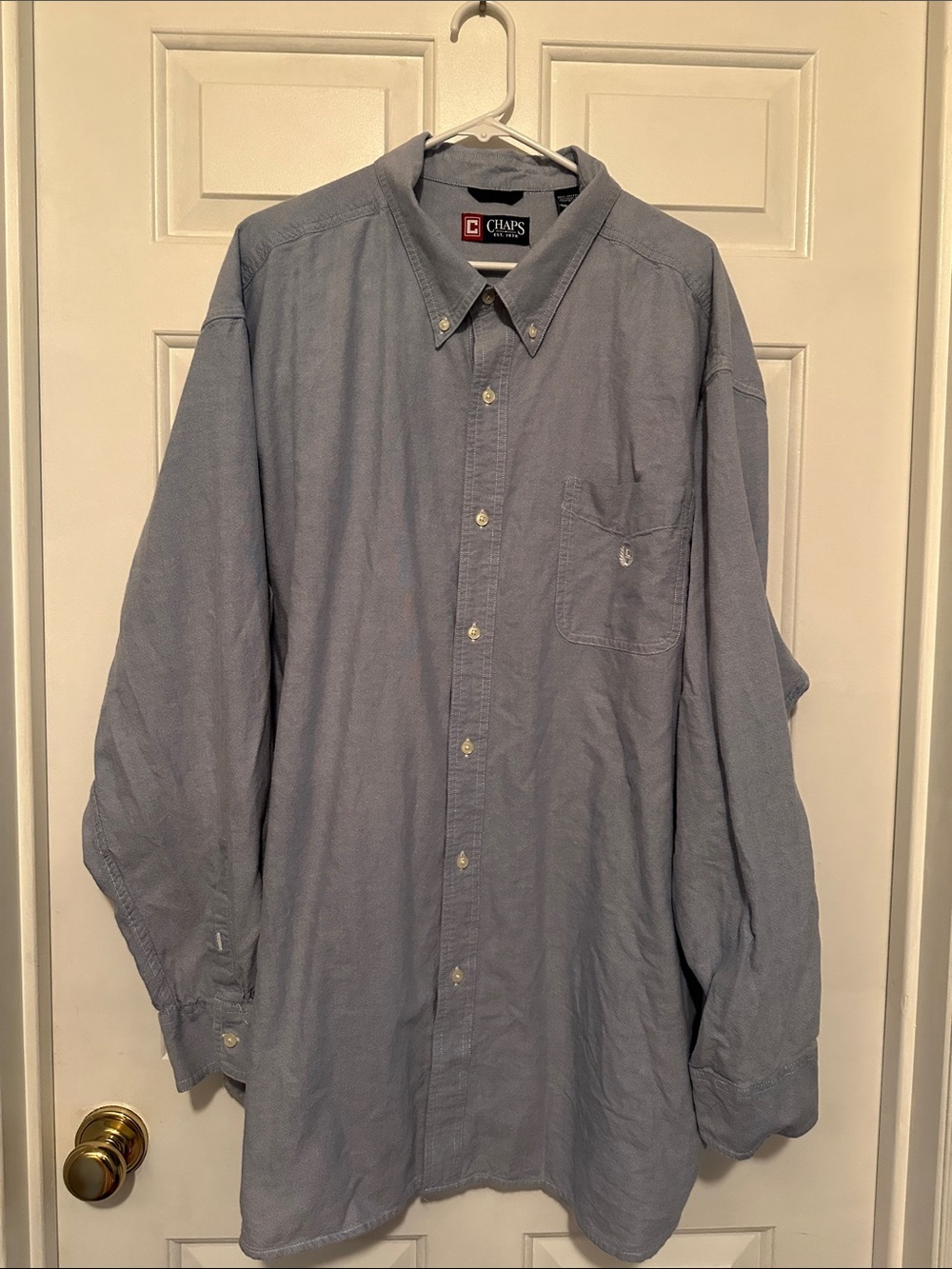 Big 4X Chaps Men's Light Blue Button-Down Oxford Shirt with Chest Pocket